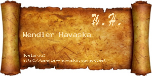 Wendler Havaska névjegykártya
